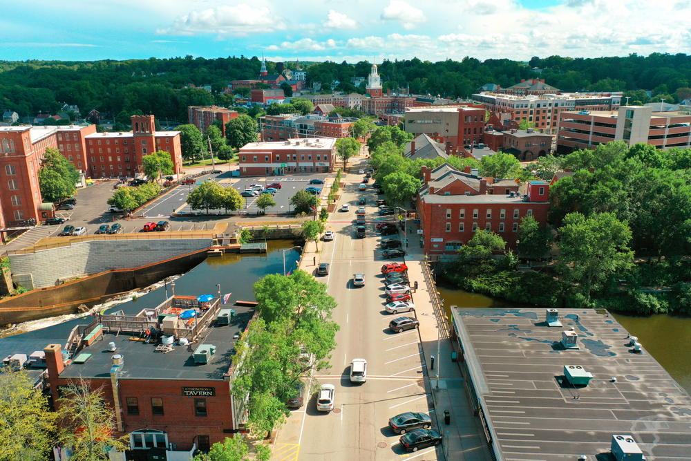 Aerial view of downtown Dover, New Hampshire
